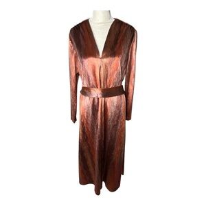 Vintage Yves Cardone Liquid Velvet Belted Midi Dress Size 6-8 Disco Glam 70s